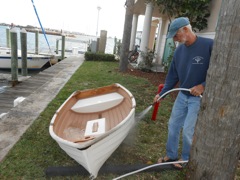 Dave with new Fatty Knees Dinghy
