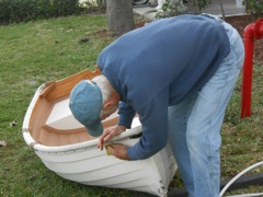 Dave with new Fatty Knees Dinghy